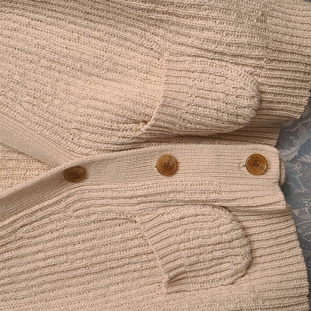 J. Crew Cream Chunky Knit Button-Front Cardigan - Picture 5 of 6